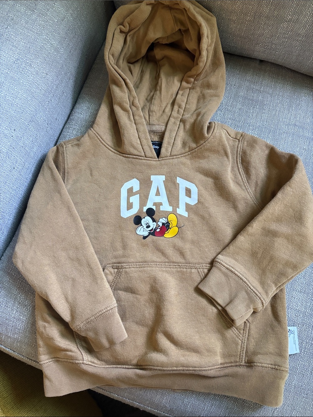 GAP Tan Hoodie with Mickey Mouse Graphic